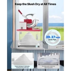 VEVOR Commercial Ice Crusher 661LBS/H, 350W Electric Snow Cone Machine With 4 Blades, 2000RPM Stainless Steel Shaved Ice Machine, Red -Aesthtic Interiors GUEST a2f63f34 80b1 40d1 a79a 3b6315a9266c