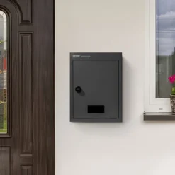 VEVOR Through The Wall Drop Box, Heavy Duty Steel Through The Wall Mailbox With 2.8-7.9" 13" Combination Lock, 12.5x6.3x16.9" Mail Drop Box, Black