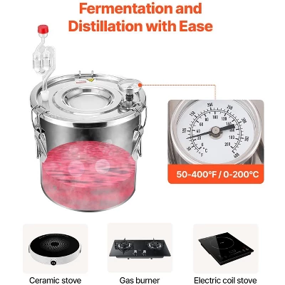 VEVOR Alcohol Still, 3 Gal / 11.4 L Stainless Steel Water Alcohol Distiller With Copper Coil For Fast Cooling, Dual Condenser Distiller Kit, Silver 3 VEVOR Alcohol Still, 3 Gal / 11.4 L Stainless Steel Water Alcohol Distiller With Copper Coil For Fast Cooling, Dual Condenser Distiller Kit, Silver - Image 3