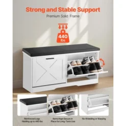 VEVOR Entryway Shoe Storage Bench, 39.4 X 12.0 X 18.7 Inch Shoe Organizer With Flip Drawers, 440lbs Narrow Shoes Rack Bench, Black + White 9 VEVOR Entryway Shoe Storage Bench, 39.4 X 12.0 X 18.7 Inch Shoe Organizer With Flip Drawers, 440lbs Narrow Shoes Rack Bench, Black + White -Aesthtic Interiors GUEST a3599211 2642 411b 8a06 e64e2315e400