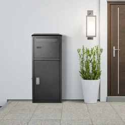 VEVOR Package Delivery Boxes For Outside 16.2"x15.8"x44", Galvanized Steel Package Delivery Box With Coded Lock, Removable Anti-theft Baffle, Black