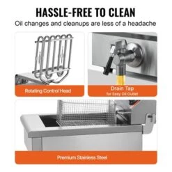 VEVOR Commercial Deep Fryer, 1500W Electric Countertop Fryer With Basket, 11.6Qt / 11L Stainless Steel Single Oil Fryer With Time & Temp Control 12 VEVOR Commercial Deep Fryer, 1500W Electric Countertop Fryer With Basket, 11.6Qt / 11L Stainless Steel Single Oil Fryer With Time & Temp Control -Aesthtic Interiors GUEST a456b2c0 575d 4c8f 9b69 759dd940311c