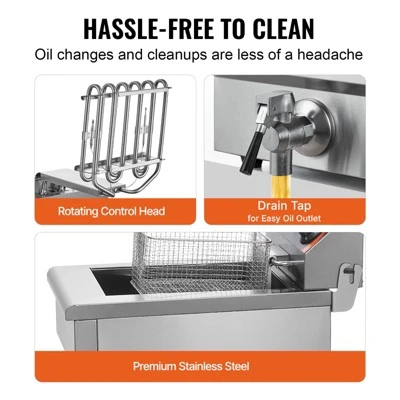 VEVOR Commercial Deep Fryer, 1500W Electric Countertop Fryer With Basket, 11.6Qt / 11L Stainless Steel Single Oil Fryer With Time & Temp Control 5 VEVOR Commercial Deep Fryer, 1500W Electric Countertop Fryer With Basket, 11.6Qt / 11L Stainless Steel Single Oil Fryer With Time & Temp Control - Image 5