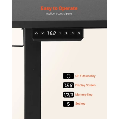 VEVOR L Shaped Desk,Electric Adjustable Height Corner Gaming Desk With Dual Hooks And Wheels, Heavy Duty Carbon Steel L-Shaped Computer Table, Black 6 VEVOR L Shaped Desk,Electric Adjustable Height Corner Gaming Desk With Dual Hooks And Wheels, Heavy Duty Carbon Steel L-Shaped Computer Table, Black - Image 6