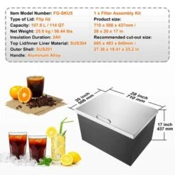 VEVOR Drop In Ice Chest, 28"L X 20"W X 17"H Stainless Steel Ice Cooler, Commercial Ice Bin With Hinged Cover, 40 Qt Outdoor Kitchen Ice Bar -Aesthtic Interiors GUEST a4ae6a2d ef78 459d 9d6c aedad6165453