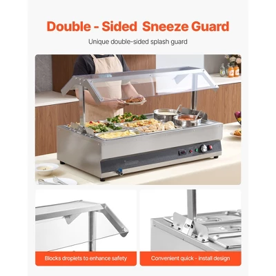 VEVOR Electric Soup Warmer, Two 6.34QT Pots & Six 1/3 Pans, Stainless Steel Commercial Food Warmer With 86~185°F Adjustable Temp, Silver 4 VEVOR Electric Soup Warmer, Two 6.34QT Pots & Six 1/3 Pans, Stainless Steel Commercial Food Warmer With 86~185°F Adjustable Temp, Silver - Image 4