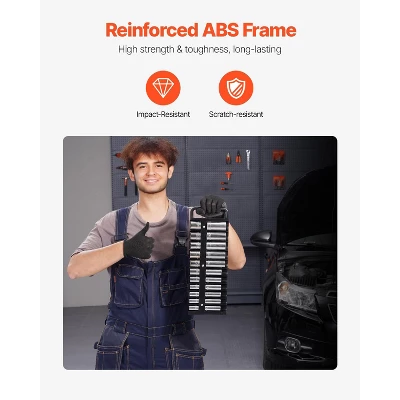 VEVOR Portable Socket Organizer Tray, 3-Piece Metric & SAE Socket Organizer Set, 1/4'', 3/8'' And 1/2'' Heavy-Duty Socket Holder With Handle 5 VEVOR Portable Socket Organizer Tray, 3-Piece Metric & SAE Socket Organizer Set, 1/4'', 3/8'' And 1/2'' Heavy-Duty Socket Holder With Handle - Image 5