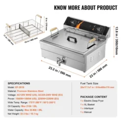 VEVOR Commercial Deep Fryer, 3000W Electric Turkey Fryer With Basket, Large Capacity 30.6Qt / 29L Countertop Single Oil Fryer, Stainless Steel -Aesthtic Interiors GUEST a525ebc3 51d4 4370 92e7 d38b71c61140