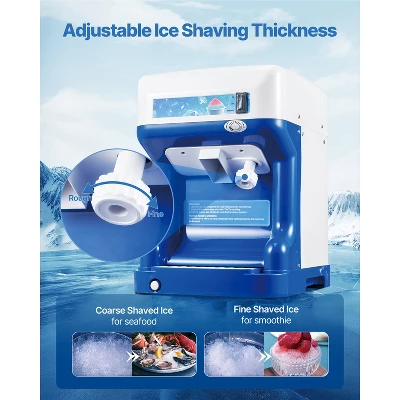 VEVOR Commercial Ice Shaver Crusher, 286lbs Per Hour Electric Snow Cone Maker With 2L Ice Cube Box, 250W 1500RPM Tabletop Shaved Ice Machine, Blue 3 VEVOR Commercial Ice Shaver Crusher, 286lbs Per Hour Electric Snow Cone Maker With 2L Ice Cube Box, 250W 1500RPM Tabletop Shaved Ice Machine, Blue - Image 3