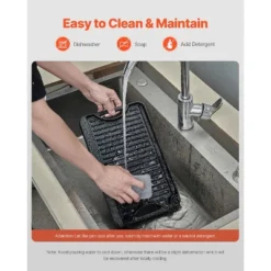 VEVOR Reversible Grill/Griddle, 14x8.5 Inch Pre-Seasoned Cast Iron Griddle, Portable Rectangular Pan With Handle, Family Cookware, Black -Aesthtic Interiors GUEST a5806734 6e71 43dd 9f27 b3e2a4e243eb