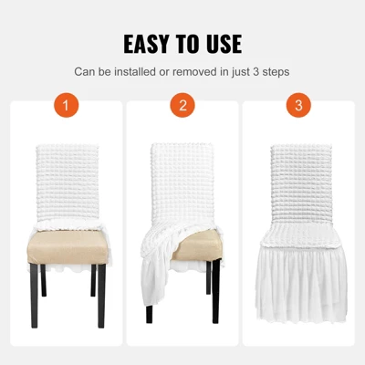 VEVOR Stretch Spandex Folding Chair Covers, Universal Fitted Chair Cover With Skirt, Removable Washable Protective Slipcovers, (4 PCS White) 5 VEVOR Stretch Spandex Folding Chair Covers, Universal Fitted Chair Cover With Skirt, Removable Washable Protective Slipcovers, (4 PCS White) - Image 5
