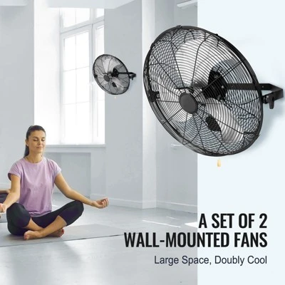 VEVOR Wall Mount Fan, 2 PCS 18 Inch Manual 360-Degree Tilt Adjustment, 3-speed High Velocity Max. 4000 CFM Industrial Wall Fan 2 VEVOR Wall Mount Fan, 2 PCS 18 Inch Manual 360-Degree Tilt Adjustment, 3-speed High Velocity Max. 4000 CFM Industrial Wall Fan - Image 2