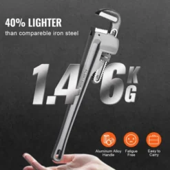 VEVOR 3-Piece Pipe Wrench Set, 10" 14" 18" Aluminum Straight Pipe Wrench, Adjustable Plumbing Wrench, With High Strength Jaw, Silver -Aesthtic Interiors GUEST a5f3f985 469c 4de5 b8b1 1114bf2c8368