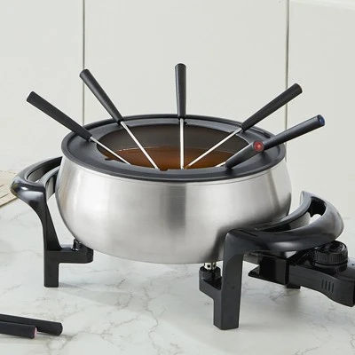 VEVOR Electric Fondue Pot Set For Cheese & Chocolate, 3 Quart Chocolate Melting Warmer, Stainless Steel Fondue Maker With Temperature Control 1 VEVOR Electric Fondue Pot Set For Cheese & Chocolate, 3 Quart Chocolate Melting Warmer, Stainless Steel Fondue Maker With Temperature Control