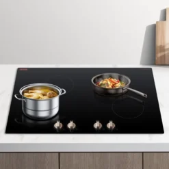 VEVOR Induction Cooktop, 6600W Electric Countertop Burner,4 Burner Knob Control Stove,Built-in Induction Cooktop With 12 Temperature Settings, Black