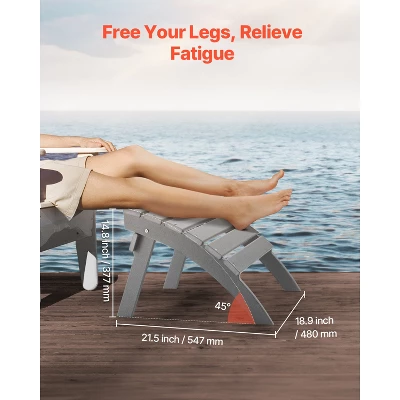 VEVOR Adirondack Ottoman, 21.5L X 18.9W X 14.8H Inch HDPE Plastic Folding Adirondack Ottoman, Weather-Resistant Foot Rest For Adirondack Chair, Gray 5 VEVOR Adirondack Ottoman, 21.5L X 18.9W X 14.8H Inch HDPE Plastic Folding Adirondack Ottoman, Weather-Resistant Foot Rest For Adirondack Chair, Gray - Image 5