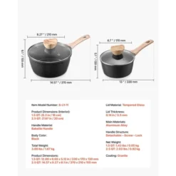 VEVOR Saucepan Set, 1.5 QT & 2.5 QT Nonstick Saucepan With Glass Lids, Multipurpose Cooking Sauce Pots With Detachable Handles, Black 14 VEVOR Saucepan Set, 1.5 QT & 2.5 QT Nonstick Saucepan With Glass Lids, Multipurpose Cooking Sauce Pots With Detachable Handles, Black -Aesthtic Interiors GUEST a6817630 1e49 4331 8e85 9ce49674cbec