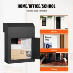 VEVOR Through The Wall Drop Box, Heavy Duty Steel Through The Wall Mailbox With 2.8-7.9" 13" Combination Lock, 13x7x17" Mail Drop Box, Black -Aesthtic Interiors GUEST a6c7386f ea94 4b2f 8a38 70d32c82cfb6