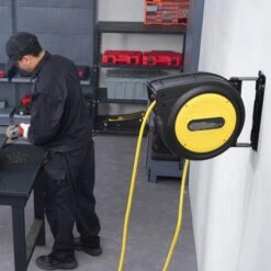 VEVOR Retractable Extension Cord Reel, 65 FT, Heavy Duty 12AWG/3C SJTOW Retractable Power Cord With Lighted Triple Tap Outlet, Black