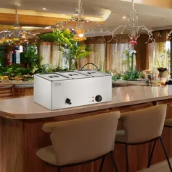 VEVOR 3-Pan Commercial Food Warmer, 17.4QT Electric Steam Table, 1200W Professional Countertop Stainless Steel Buffet Bain Marie