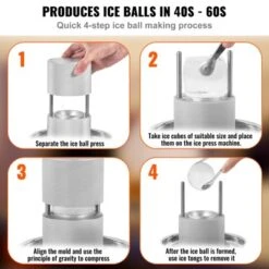VEVOR Ice Ball Press Kit, Aircraft Al Alloy Ice Press With Ice Block Mold, Large Mat, Tong, Drip Tray, One Glass, Round Ice Ball Maker 2.4"/60 Mm -Aesthtic Interiors GUEST a75a3ae5 9332 4b54 834b cfe2d284bb2c