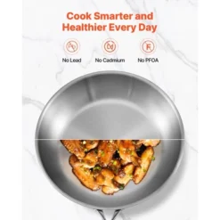 VEVOR Tri-Ply Stainless Steel Frying Pan, 3 Pcs Set (8, 10, 12 In), Cooking Skillet With Heat-Resistant Handle, Silver -Aesthtic Interiors GUEST a7bb474b ecff 4041 8b31 5aa50cbc89df