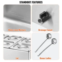 VEVOR 24QT Commercial Food Warmer, 6-Pan Electric Steam Table, 1200W Professional Countertop Stainless Steel Buffet Bain Marie -Aesthtic Interiors GUEST a7d0dd6c b30b 4e49 8333 ce423a59dca6