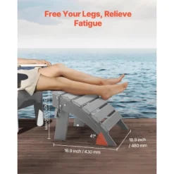 VEVOR Adirondack Ottoman, 16.9L X 18.9W X 13H Inch HDPE Plastic Folding Adirondack Ottoman, Weather-Resistant Foot Rest For Adirondack Chair, Gray -Aesthtic Interiors GUEST a7e4ecb8 c182 4ea9 9a05 6727bd47196a