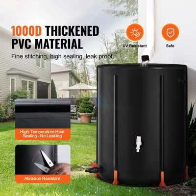 VEVOR Collapsible Rain Barrel, 100 Gallon/380 L Portable Water Tank, PVC Rainwater Collection Barrel With Spigots And Overflow Kit 2 VEVOR Collapsible Rain Barrel, 100 Gallon/380 L Portable Water Tank, PVC Rainwater Collection Barrel With Spigots And Overflow Kit - Image 2