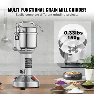 VEVOR 150g Electric Grain Mill Grinder, High Speed 850W Commercial Spice Grinders, Stainless Steel Pulverizer Powder Machine 2 VEVOR 150g Electric Grain Mill Grinder, High Speed 850W Commercial Spice Grinders, Stainless Steel Pulverizer Powder Machine - Image 2
