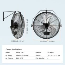 VEVOR Wall Mount Fan, 2 PCS 18 Inch Waterproof, 3-speed High Velocity Max. 4000 CFM Industrial Wall Fan For Indoor, Commercial, Residential -Aesthtic Interiors GUEST a8a3a489 2f22 4375 81da 0f0eb9eff79b