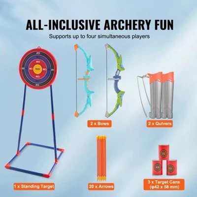 VEVOR Bow And Arrow Set For Kids, 2 Pack Archery Set With 20 Suction Cup Arrows, Standing Target, 2 Quivers, For Boys & Girls 6 7 8 9 10+ Year Old 2 VEVOR Bow And Arrow Set For Kids, 2 Pack Archery Set With 20 Suction Cup Arrows, Standing Target, 2 Quivers, For Boys & Girls 6 7 8 9 10+ Year Old - Image 2