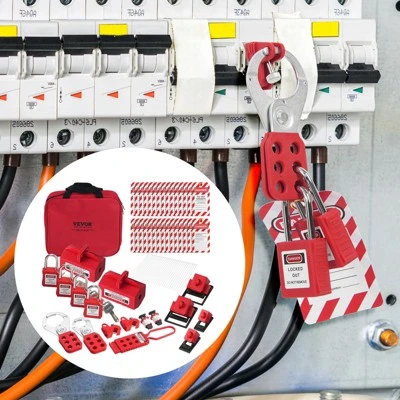 VEVOR Electrical Lockout Tagout Kit, 47 PCS Safety Loto Kit Includes Padlocks, Hasps, Tags, Nylon Ties, Plug Lockouts, Circuit Breaker Lockouts 1 VEVOR Electrical Lockout Tagout Kit, 47 PCS Safety Loto Kit Includes Padlocks, Hasps, Tags, Nylon Ties, Plug Lockouts, Circuit Breaker Lockouts