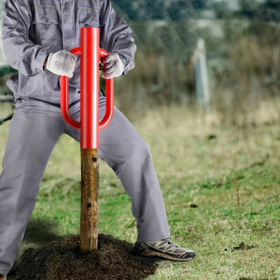 VEVOR Fence Post Driver With Handles, 4.11 In Inner Diameter T Post Pole Pounder, 22LB Heavy Duty Carbon Steel Hand Post Rammer, Red 1 VEVOR Fence Post Driver With Handles, 4.11 In Inner Diameter T Post Pole Pounder, 22LB Heavy Duty Carbon Steel Hand Post Rammer, Red