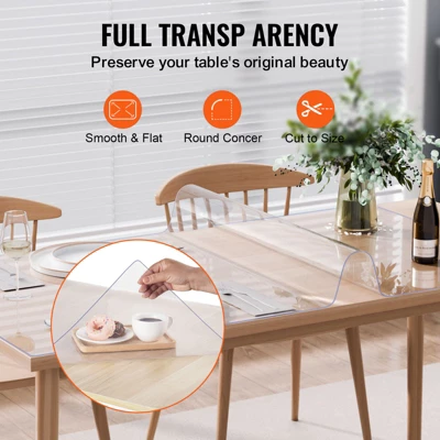 VEVOR Plastic Table Cover, 40 X 60 Inch 2.0 Mm Thick Clear Table Protector, Rectangle PVC Desk Mat, Waterproof & Easy Cleaning, Transparent 5 VEVOR Plastic Table Cover, 40 X 60 Inch 2.0 Mm Thick Clear Table Protector, Rectangle PVC Desk Mat, Waterproof & Easy Cleaning, Transparent - Image 5