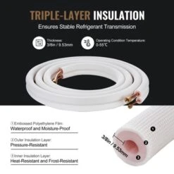 VEVOR 16FT Mini Split Line Set, 1/4" & 1/2" O.D Copper Pipes Tubing And Triple-Layer Insulation,for Air Conditioning Or Heating Pump Equipment,White -Aesthtic Interiors GUEST a9d04a16 254a 4a18 9edc 020fcca6aeed