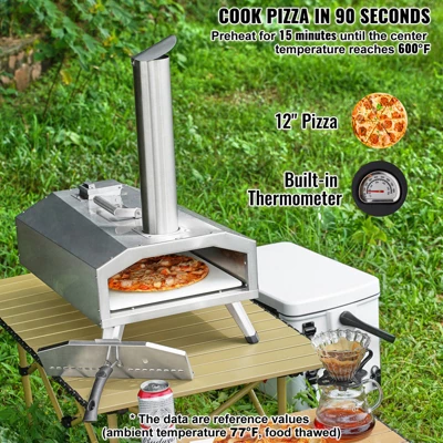 VEVOR Portable Outdoor Oven, 12-inch Pizza Oven, Pellet & Chips & Charcoal Tri-Fuel, Stainless Steel Pizza Grill 2 VEVOR Portable Outdoor Oven, 12-inch Pizza Oven, Pellet & Chips & Charcoal Tri-Fuel, Stainless Steel Pizza Grill - Image 2