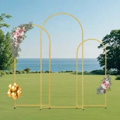 VEVOR Wedding Arch Backdrop Stand, Set Of 3, Metal Stable Stand With Case Connection & Chassis Crossbar Design