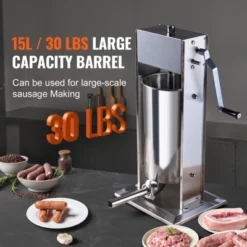 VEVOR Manual Sausage Stuffer, 15 L / 30 LBS Vertical Sausage Machine, Dual-Speed Meat Stuffer, Made Of Food-Grade 304 Stainless Steel, Silver -Aesthtic Interiors GUEST aab9a29b 82e8 4c51 b785 5d68f65faf13