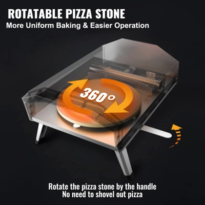 VEVOR Outdoor Pizza Oven, 16-inch, Gas Fired Pizza Maker, Portable Outside Stainless Steel Pizza Grill With 360° Rotatable Pizza Stone 3 VEVOR Outdoor Pizza Oven, 16-inch, Gas Fired Pizza Maker, Portable Outside Stainless Steel Pizza Grill With 360° Rotatable Pizza Stone - Image 3