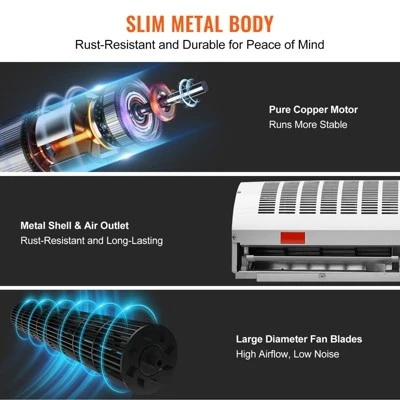 VEVOR 36" Industrial Air Door Blower, Dual-Speed 1200CFM, For Indoor Entryways, Includes Robust Limit Switch, Wall Mount Design, White 6 VEVOR 36" Industrial Air Door Blower, Dual-Speed 1200CFM, For Indoor Entryways, Includes Robust Limit Switch, Wall Mount Design, White - Image 6