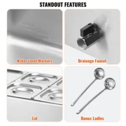 VEVOR 24QT Commercial Food Warmer, 5-Pan Electric Steam Table, 1200W Professional Countertop Stainless Steel Buffet Bain Marie With 86-185°F Temp 13 VEVOR 24QT Commercial Food Warmer, 5-Pan Electric Steam Table, 1200W Professional Countertop Stainless Steel Buffet Bain Marie With 86-185°F Temp -Aesthtic Interiors GUEST ab692242 7832 4d2d bd6e 658c1c04df38