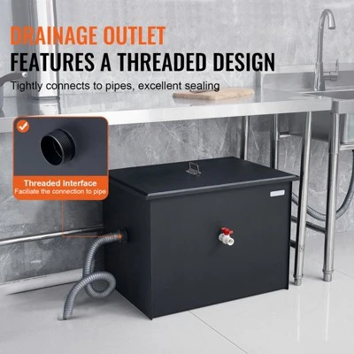 VEVOR Commercial Grease Trap, 40 LBS Grease Interceptor, Side Inlet Interceptor, Carbon Steel Grease Trap, 15.2 GPM Waste Water Oil-water Separator 4 VEVOR Commercial Grease Trap, 40 LBS Grease Interceptor, Side Inlet Interceptor, Carbon Steel Grease Trap, 15.2 GPM Waste Water Oil-water Separator - Image 4