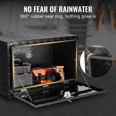 VEVOR Underbody Truck Box, 48" X 17" X 18" Pickup Storage Box, Heavy Duty Aluminum Diamond Plate Tool Box With Lock And Keys 5 VEVOR Underbody Truck Box, 48" X 17" X 18" Pickup Storage Box, Heavy Duty Aluminum Diamond Plate Tool Box With Lock And Keys - Image 5