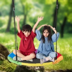 VEVOR Tree Swing, 40 Inch Saucer Swing, 750lbs Weight Capacity, 900D Oxford Fabric Swing Seat With 2 Tree Hanging Straps