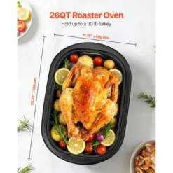 VEVOR Roaster Oven, 26QT Electric Roasting Pan, 150-450℉ Adjustable Temperature Fast-Cooking Turkey Roaster, Fits 30lb Turkey, White -Aesthtic Interiors GUEST ac729eb1 ca9d 4692 8890 784d3fd1c21b