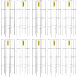 VEVOR Tomato Cages, 11.8" X 11.8" X 46.1", 10 Packs Square Plant Support Cages, PVC-Coated Steel Tomato Towers, Silver -Aesthtic Interiors GUEST acac2e23 0fb5 44b5 a899 3e3e1a31cf3b