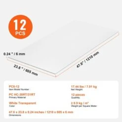 VEVOR 12 Pack Polycarbonate Greenhouse Panels, 2' X 4' X 0.24'' Roof Panels Sheets, Waterproof UV Protected Corrugated Plastic Roofing -Aesthtic Interiors GUEST acaeda2b ab53 421c 94fa 4b17f068d1b3