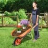 VEVOR Wheelbarrow Cart, 5 Cu. Ft. Load & 265 Lbs Capacity, One Wheel Garden Dump Cart, Garden Wagon With Metal Handle &  16" Wide Track Wheels