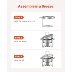 VEVOR Chafing Dish Buffet Set, 5 Qt 2 Pack, Stainless Steel Chafer With 2 Full Size Pans, Round Catering Warmer Server With Lid Water Pan, Silver -Aesthtic Interiors GUEST acc6de78 c8ae 4daa 925f fe8a4cb3962d